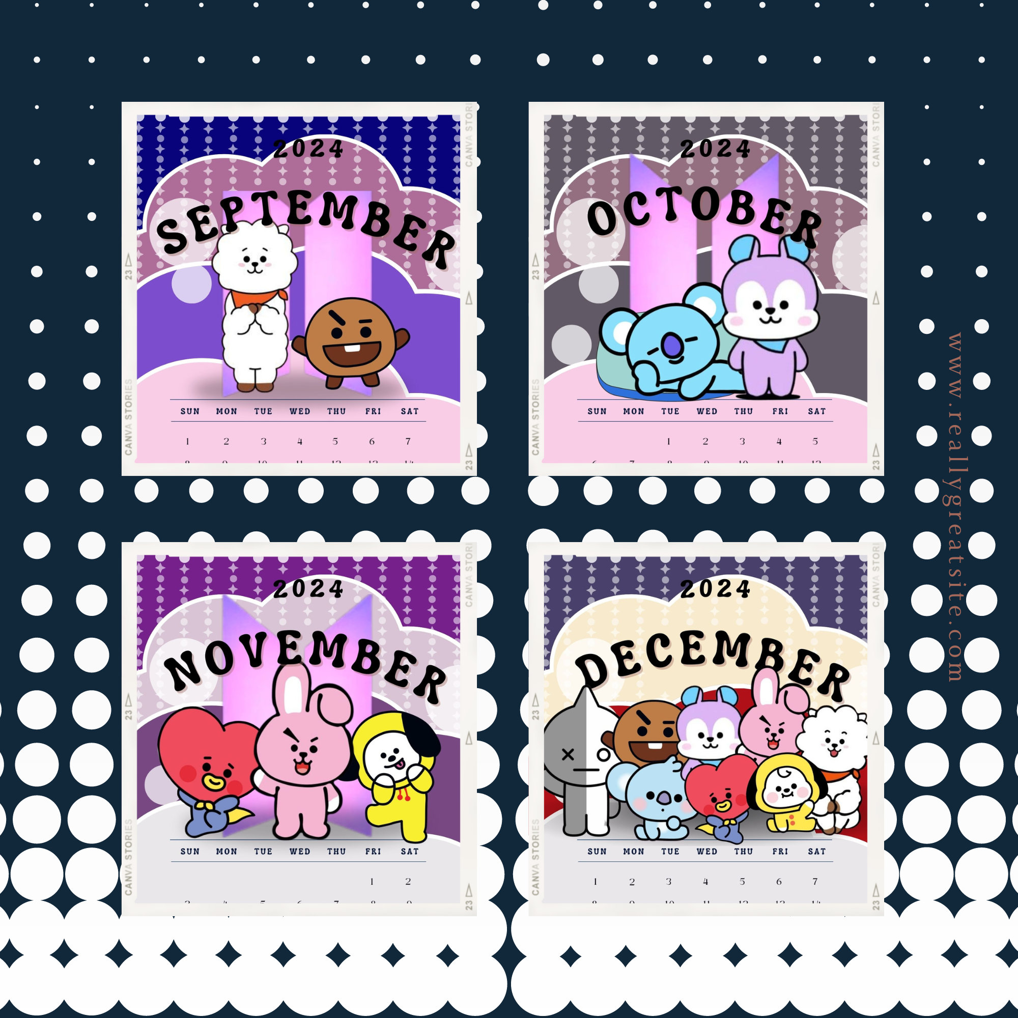 BTS I BT21 2025 Printable Calendar Digital Download Monday Etsy UK