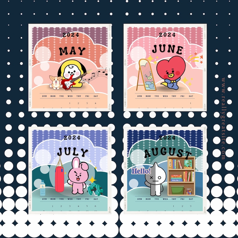 BTS I BT21 2024 Printable Calendar Digital Download Monday Etsy UK