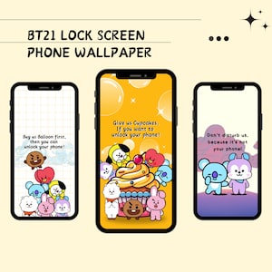 Kawaii BT21 Hangout Wallpaper Pack - Cute Wallpaper, Digital Wallpaper, Anime Wallpaper, Anime Aesthetic Minimalistic, iPhone I Android