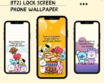 Kawaii BT21 Hangout Wallpaper Pack - Cute Wallpaper, Digital Wallpaper, Anime Wallpaper, Anime Aesthetic Minimalistic, iPhone I Android