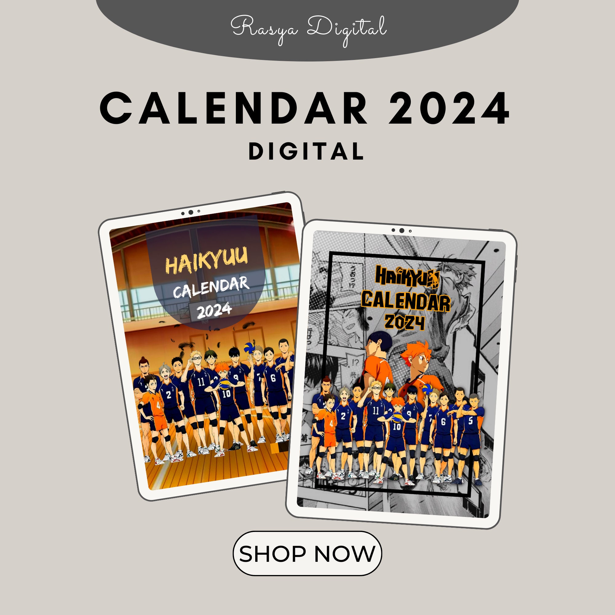 HAIKYUU 2024 Printable Calendar, Digital Download, Monday Start