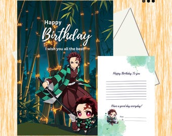 Demon Slayer Edit I Tanjiro I  Nezuko | Anime Birthday Card I Kawaii I Cute Birthday Card I Printable I Digital I Card for Friend