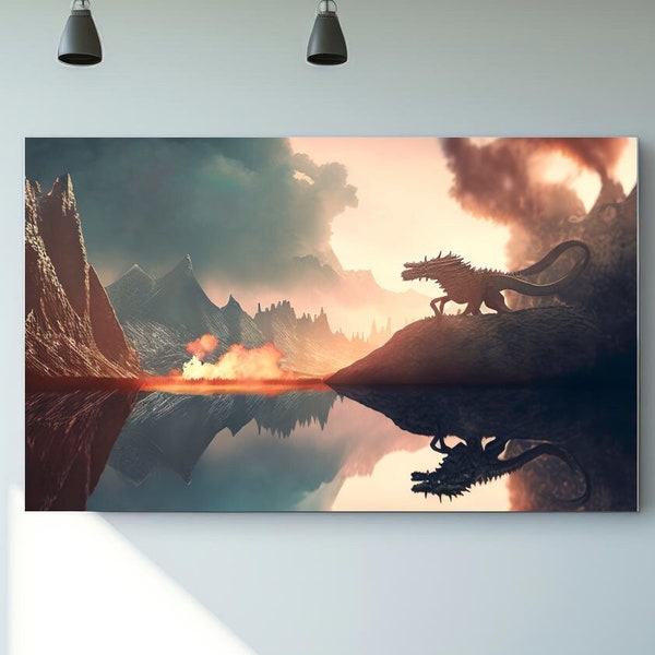 Wall Decor, 3D Wall Art, Dragon War Canvas Gift, Gift for Him, Game of Throne Dragon War, Game of Throne Canvas Poster,