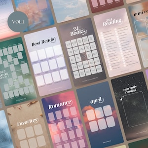 VOL.1 Modelli Instagram per storie di Bookstagram per Canva | 50 modelli Booktok Canva Recensione di libri Post | Elenco di letture mensili | Tracciatore di lettura