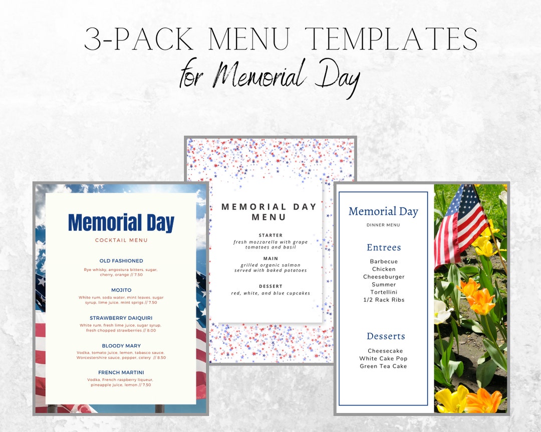Memorial Day Canva Menu Templates Professional and Customizable