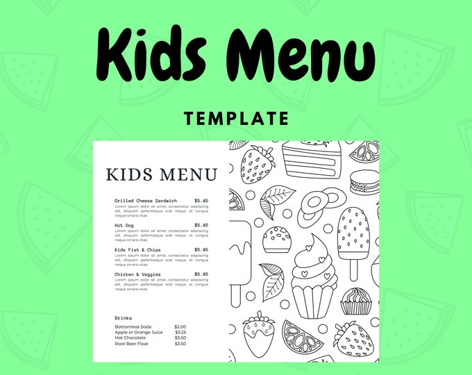 Kids Menu Template | Activities for Kids | Coloring Page | for ...