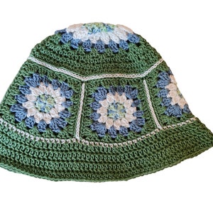 Bob bohème vert sauge carré grand-mère au crochet, taille enfant