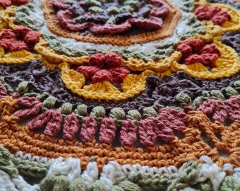 フラワーガーデンマンダラブランケット Flower Mandala Blanket | Crochet Kasaishi