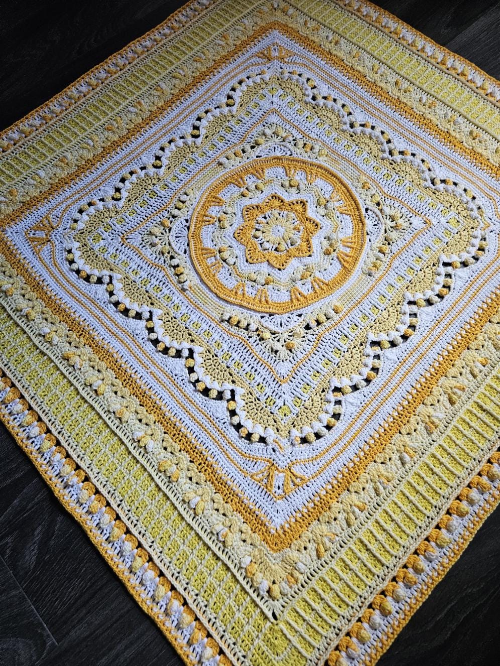 Fields of Sunshine Mandala Handmade Crochet Lap Throw Blanket - Etsy