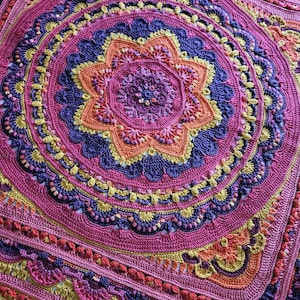 Sunrise Lotus Mandala Handmade Crochet Blanket