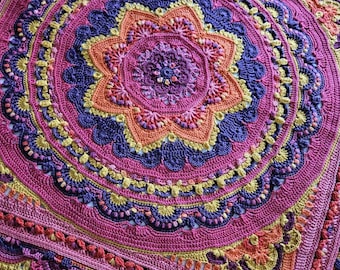 Sunrise Lotus Mandala Handmade Crochet Blanket