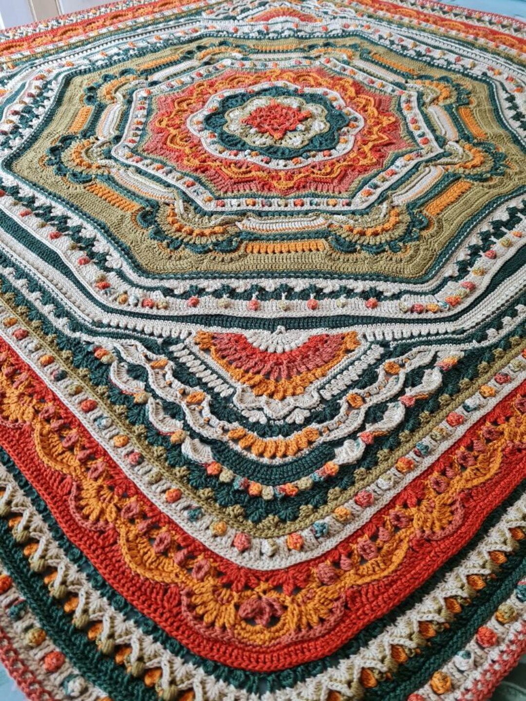 Autumn Leaves Ammaline Mandala Handmade Crochet Blanket - Etsy