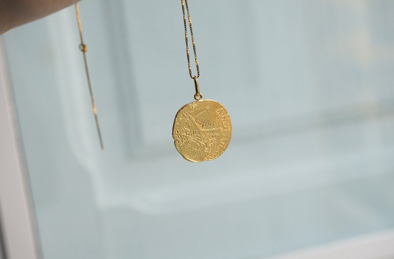 Silver coin necklace gold plated coin necklace medal necklace vintage coin necklace minimal jewelry jewelry gift gift for her veneciana 50cm