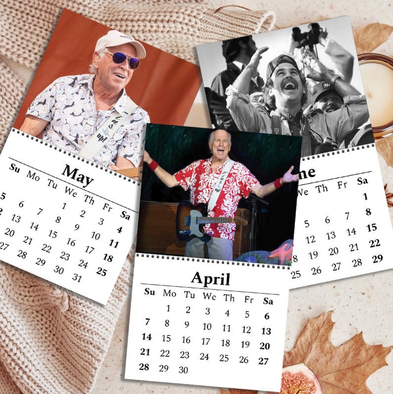 Calendrier mural Jimmy Buffett 2024, cadeau de musique country