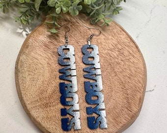 Dallas Cowboys Earrings | Hand Painted Dallas Cowboys Earrings | Laser Cut Wooden Jewelry