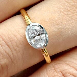 IGI Certified Lab Grown Diamond Engagement Ring: 14k Yellow Gold Bezel Solitaire