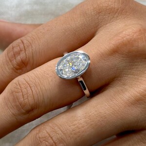3.5CT Lab Grown Diamond Ring Oval Engagement Ring 14k White Gold Solitaire Ring IGI Certified Oval Diamond Wedding Ring Promise Ring For Her