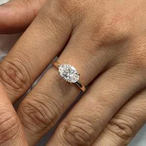 Oval Solitaire Diamond Ring - 14k Solid Gold Engagement Ring - 1.50 Carat IGI Certified Lab Grown Diamond Ring - Anniversary Gift For Her