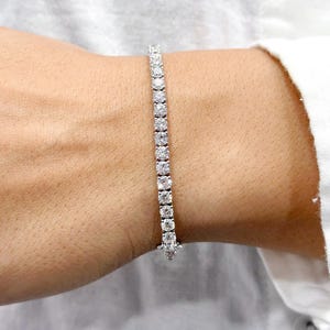 Ronde Moissaniet-diamanten tennisarmband Ronde diamanten armband Diamanten tennisarmband voor haar Hem Ronde sierlijke diamanten tennisarmband