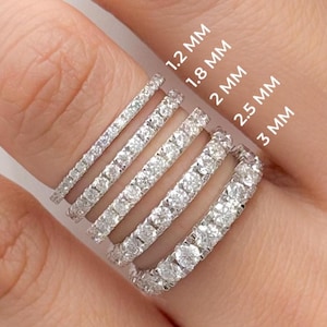 Full Eternity Lab Diamond Wedding Band, 14K Gold Eternity Rings for Women, Dainty Thin Stackable Ring, Micro Pave Lab Grown Eternity Band