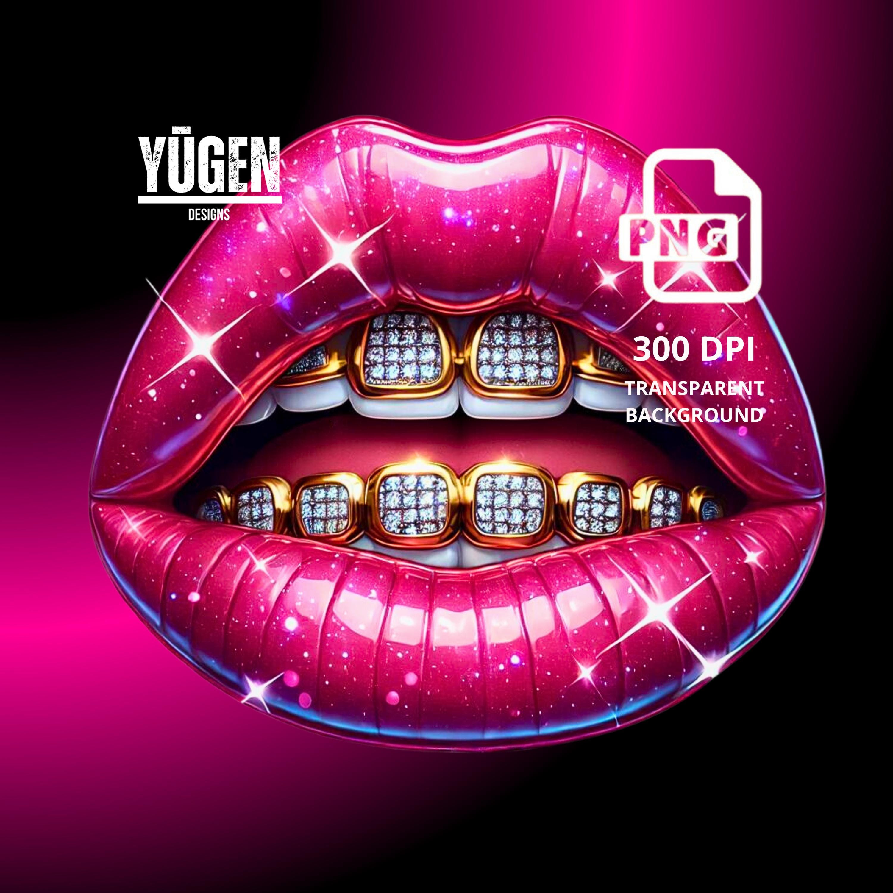 Glossy Pink Lips With Sparkling Grillz PNG Clipart | High-quality  