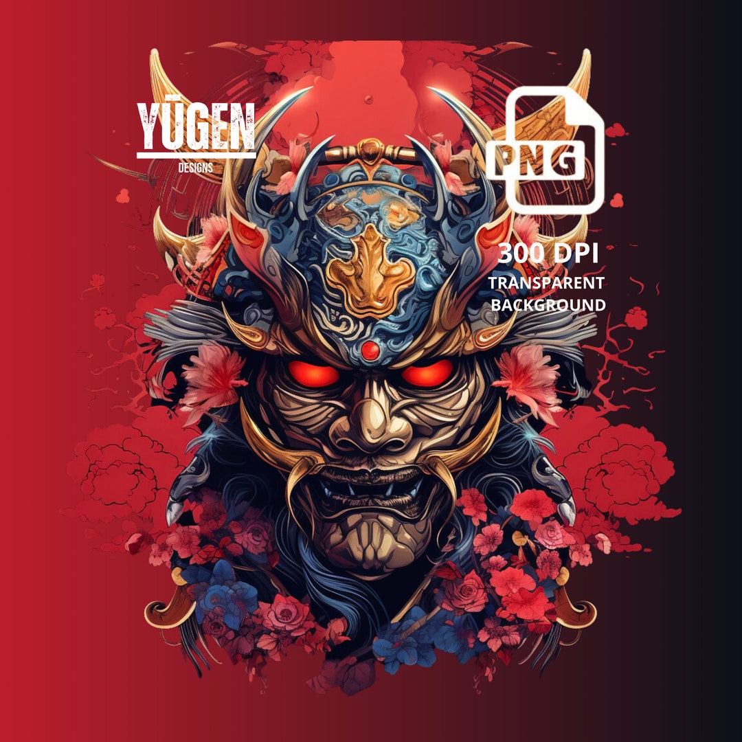 Samurai Mask Tshirt Design, Japanese Design, Tshirt POD Design