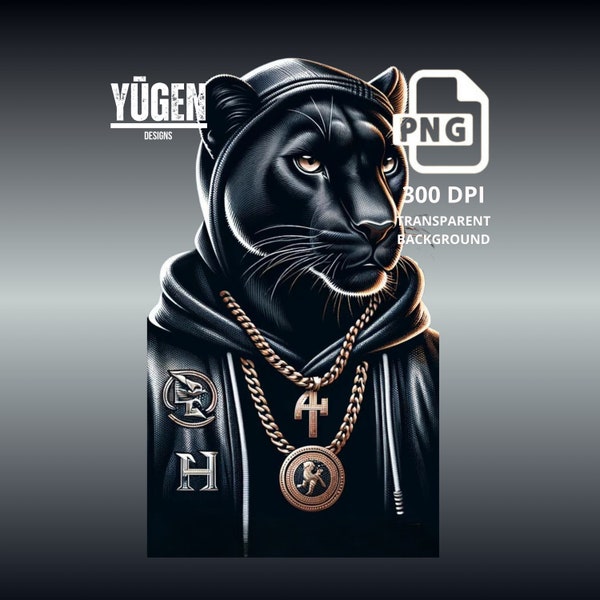 Streetwear Black Panther T-shirt Design PNG, Digital Download PNG, Commercial Use, Resale