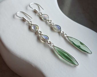 Peridot Ohrringe, Haken Ohrringe Peridot Silber Ohrringe, Silber Ohrringe, Boho Style Ohrringe, Sommer Strand Ohrringe