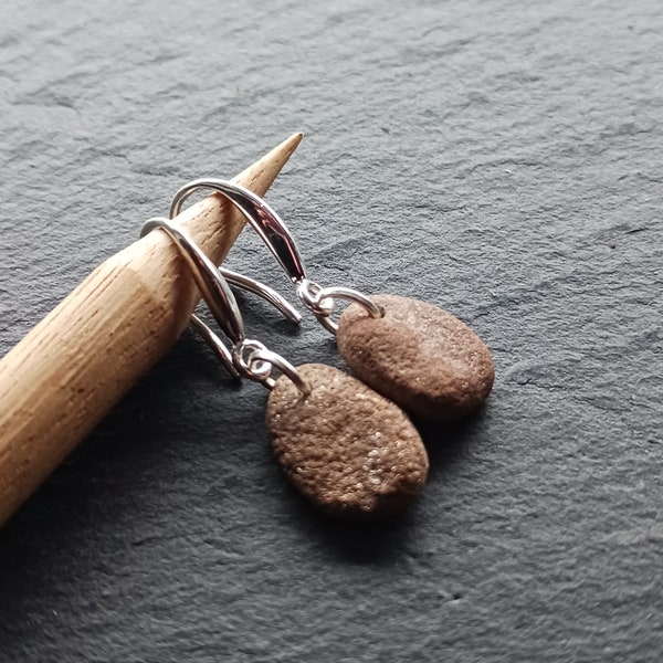 Pebble Earrings, Pebble Silver Earrings, Chiemsee Kiesel, Winzige Kiesel Ohrringe, Pebble Jewellery, Kieselstein Ohrringe