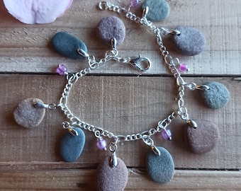 Kieselstein Armband, Kies Armband, Kies Armband, Boho Armband, Handgemachtes Boho Armband, Chiemsee Kies Schmuck