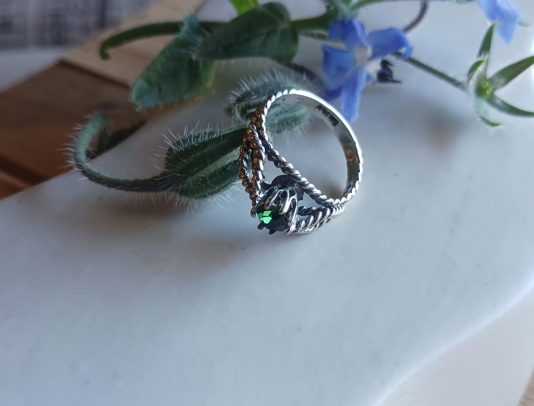 Green Quartz Silver Ring, Green Stone Ring, Boho Style Silver Ring ...