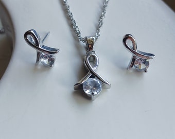 Kristallohrringe, Kristallohrringe und Halsketten-Set, Diamant-Silberohrringe, weiße Steinohrringe, Zirkonohrringe, Muttertagsgeschenk,