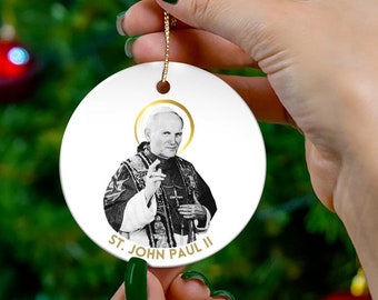 Ceramic Ornament, Saint John Paul II Christmas Ornament, Holiday Gift, Religious Ornament, Catholic Decor, Christmas Tree Decoration,
