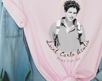 Camiseta de San Carlo Acutis - Camiseta católica para mujer, camiseta de la Eucaristía, regalo católico, mamá católica, ropa católica, camiseta de Carlo Acutis para gamers católicos.