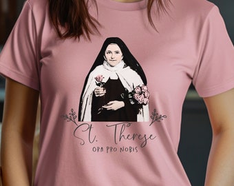 Santa Teresita, Camiseta de Santa Teresita, Juvenil, Regalo Religioso, Camiseta de Mujer, Camiseta Estética, Ropa Católica, Regalo, Regalo, Dotado, Católico