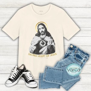 Adult Sacred Heart of Jesus Tee - Catholic Prayer Shirt Religious Graphic Tee,Gifts for Traditional Catholics Christians Christian Apparel