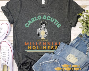 Carlo Acutis Shirt - Catholic Saint Shirt Millennial Catholic Shirt Baptism Clothes Catholic Apparel Catholic Gift Subtle Catholic Shirt