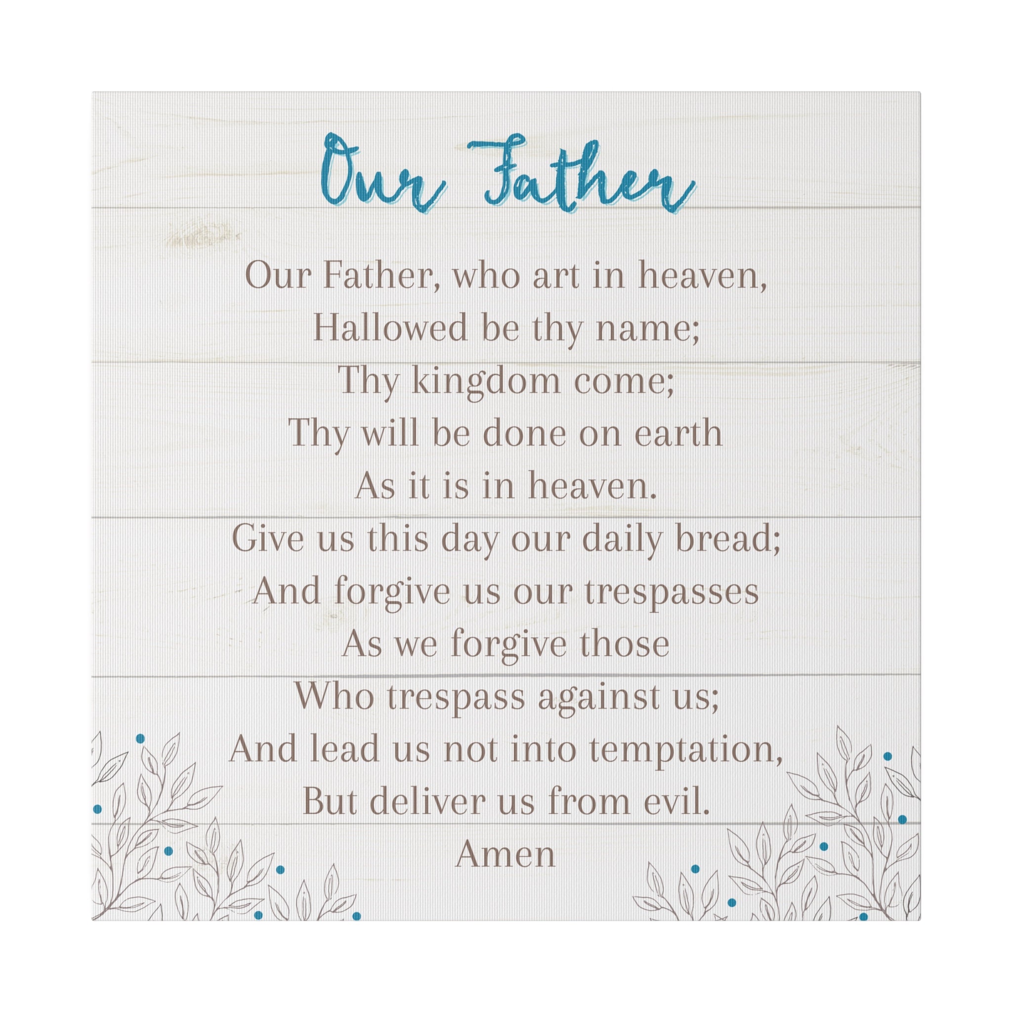 Our Father Sign Wall Art the Lord's Prayer Canvas Father Prayer Gift ...