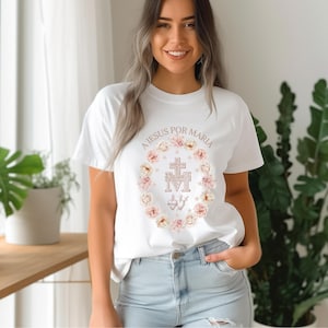 Camiseta Medalla Milagrosa - Un Regalo Especial para Mamá, Consagrada a Jesús por María Nuestra Señora de la Medalla Milagrosa Playera Mujer
