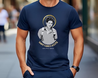 Saint Carlo Acutis T-Shirt: Millennial Saint Catholic Tee Unisex Adult canvas 3001 Shirt Religious Catholicism Catholic gift Confirmation