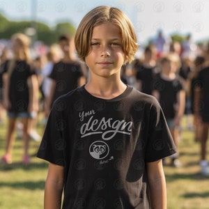 Teen Boy T-Shirt Mockup, Kids Black Bella Canvas, Children Mockups, Childs Black Shirt Mock up, Kids Mockup, Children T Shirt, Teenager Mock