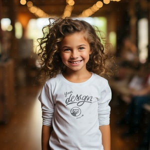 White T Shirt Girl Mockup, Kid&#39;s White Shirt Mockup, Girl White Shirt Mockup, Children Mockups, Youth T Shirt Mockup, Beautiful Girl Mockup
