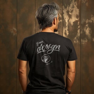 Back View Of A Black T-Shirt Mockup, Man T Shirt mockup, Back Mockup, Male Model Mockup, Dad Back Mockup, Black Tee Shirt Mockup