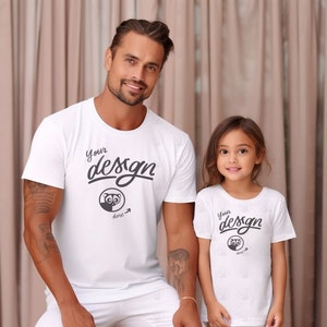 Father And Daughter Mockup, Family Matching T-Shirts Mockup, White T shirts Mockup, Family Mockup, Daddy&#39;s Girl Mockup, Family Shirt Mockup