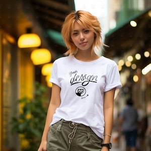 Young Japanese Woman Mockup, Bella Canvas Oversized White T-Shirt, Colored Hair Women Mockup, Street T Shirt Mockup, Asian Woman Mockup