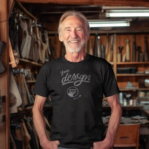 Handyman Großvater T-Shirt Mockup, schwarzes T-Shirt, Senior männlich Mockup, Vatertagshemd Mockup, Papa Mockup, Handwerker Großvater Mockup