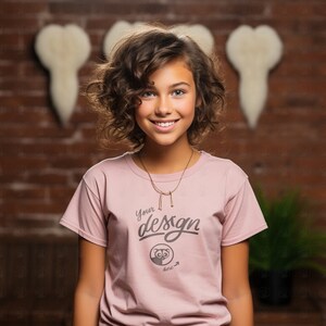 Girl Pink T Shirt Mockup, Pink Tee Shirt Mockup, Girl Mockup, Child Mockups, Pretty Girl T Shirt Mockup, Kid&#39;s T Shirt Mockup, Girl Mock