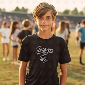 Teen Boy T-Shirt Mockup, Kids Black Bella Canvas, Children Mockups, Child Black Shirt Mock up, Kids Mockup, Children T Shirt, Teen Mockup