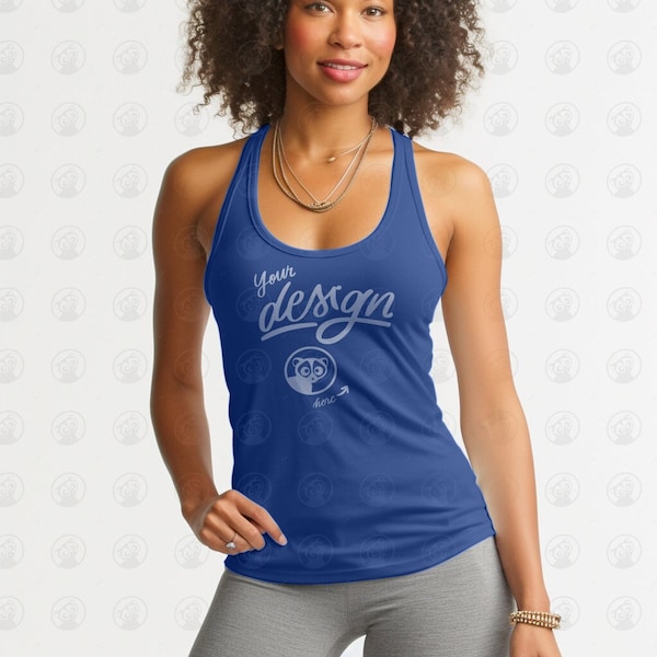 Royal Blue color Tank Top Mockup, Casual wear mockup, True Royal Triblend Tank Top Mockup, Bella Canvas 3480 Tank Mockup, Pilates Mockup,