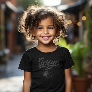Unisex Black T Shirt Mockup, Black Shirt Mockup, Black Tee Mockup, Child Mockups, Girl T Shirt Mockup, Kid&#39;s T Shirt Mockup, Girl Mock Up